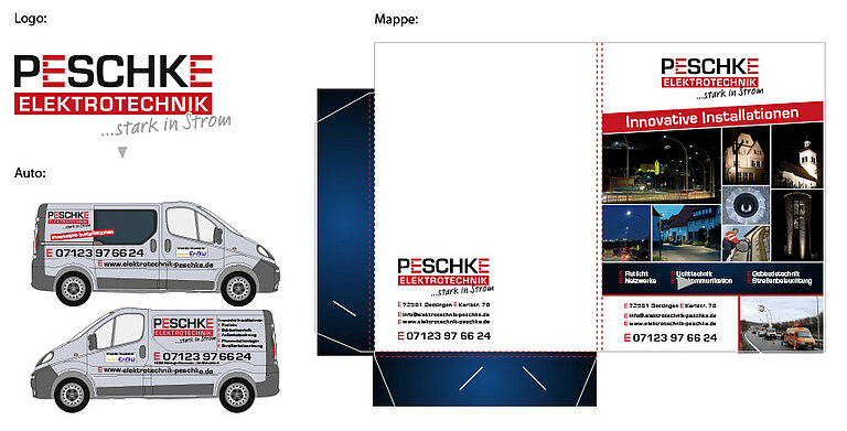 Beispiel für Corporate Design: Elektrotechnik Pescheke